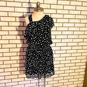 Mystic | Black/white dots elastic waist top SZ L